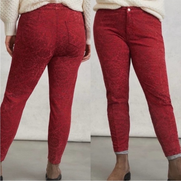 Anthropologie Pilcro Flocked High-Rise Leggings raspberry 31 - Picture 1 of 7